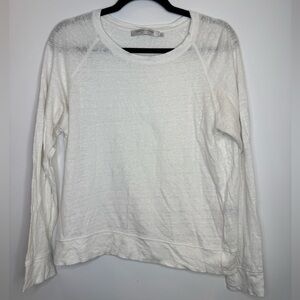 Simons White Boxy linen Relaxed Fit long sleeve size small